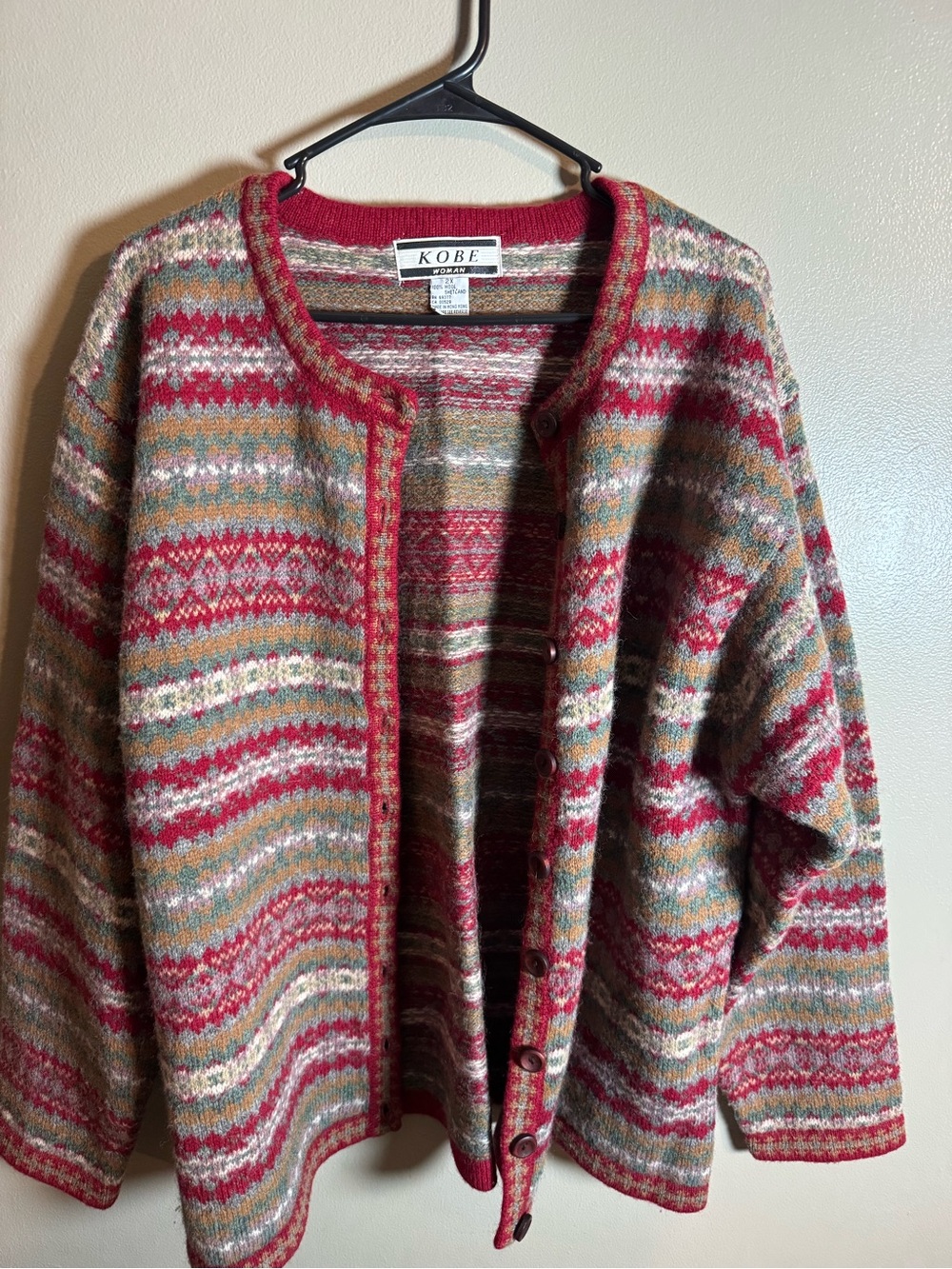 Kobe Red Multi-Patterned Button Front Cardigan